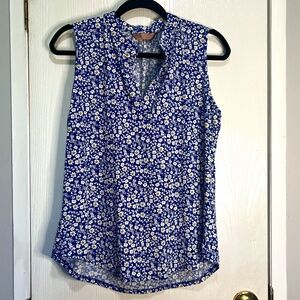 Amana: Large: NWOT Blue Floral Sleeveless Blouse